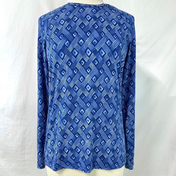 J. MCLAUGHLIN Jana Top Modal Blue Geometric Print Long Sleeve Pullover Stretch M - Picture 1 of 7